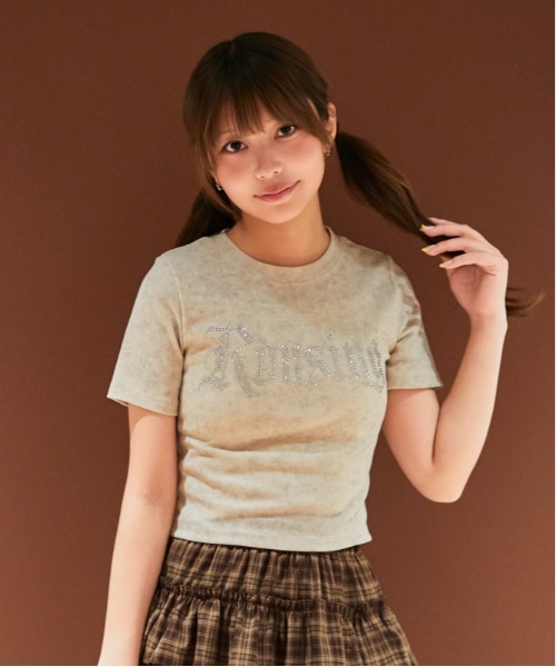 GORGE(ゴージ)の「《キラキラロゴ》リブカットソー/韓国ストリート×Y2K/春夏/全4色(Tシャツ/カットソー・レディース・アイボリー/ネイビー/チャコール/ブラック・F)」の12枚目の写真