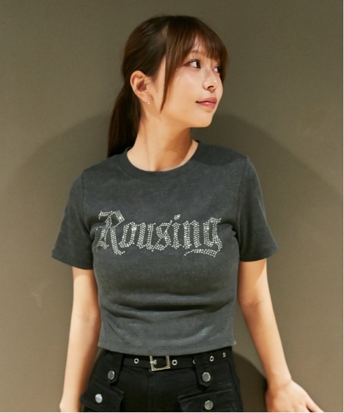 GORGE(ゴージ)の「《キラキラロゴ》リブカットソー/韓国ストリート×Y2K/春夏/全4色(Tシャツ/カットソー・レディース・アイボリー/ネイビー/チャコール/ブラック・F)」の14枚目の写真