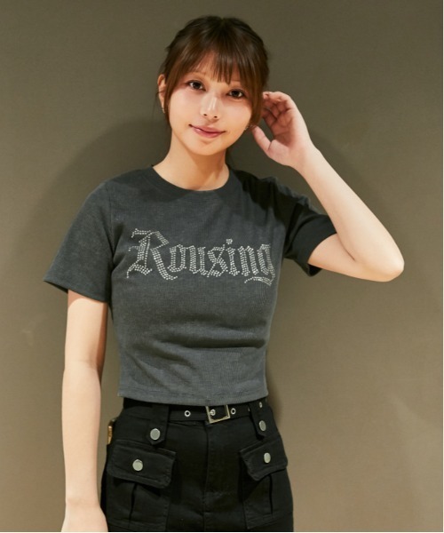 GORGE(ゴージ)の「《キラキラロゴ》リブカットソー/韓国ストリート×Y2K/春夏/全4色(Tシャツ/カットソー・レディース・アイボリー/ネイビー/チャコール/ブラック・F)」の15枚目の写真