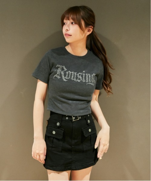 GORGE(ゴージ)の「《キラキラロゴ》リブカットソー/韓国ストリート×Y2K/春夏/全4色(Tシャツ/カットソー・レディース・アイボリー/ネイビー/チャコール/ブラック・F)」の16枚目の写真