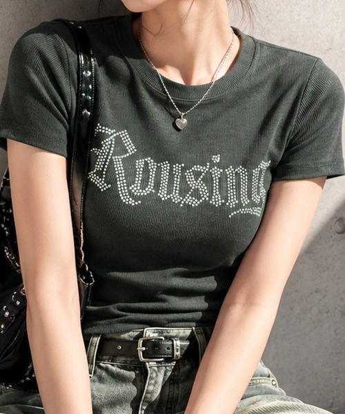 GORGE(ゴージ)の「《キラキラロゴ》リブカットソー/韓国ストリート×Y2K/春夏/全4色(Tシャツ/カットソー・レディース・アイボリー/ネイビー/チャコール/ブラック・F)」の22枚目の写真