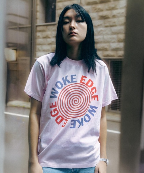 WOKE EDGE(ウォークエッジ)の「WOKE EDGE / ウォークエッジ CIRCLE LOGO TEE(Tシャツ/カットソー・メンズ・ピンク/ホワイト・MEDIUM/SMALL/LARGE)」の4枚目の写真