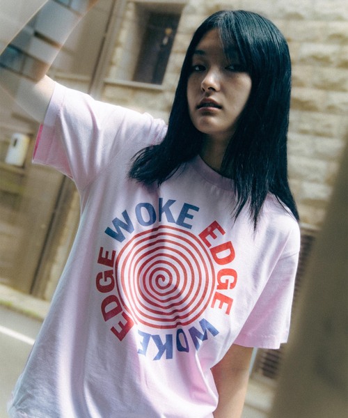 WOKE EDGE(ウォークエッジ)の「WOKE EDGE / ウォークエッジ CIRCLE LOGO TEE(Tシャツ/カットソー・メンズ・ピンク/ホワイト・MEDIUM/SMALL/LARGE)」の5枚目の写真