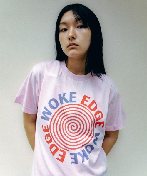 WOKE EDGE(ウォークエッジ)の「WOKE EDGE / ウォークエッジ CIRCLE LOGO TEE(Tシャツ/カットソー・メンズ・ピンク/ホワイト・MEDIUM/SMALL/LARGE)」の6枚目の写真