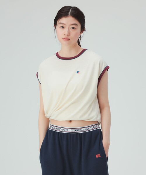 BEAMS HEART(ビームスハート)の「【EXCLUSIVE】RUSSELL ATHLETIC / ノースリーブ 配色 Tシャツ(Tシャツ/カットソー・レディース・ホワイト系その他5/ライトグレー・FREE)」の3枚目の写真