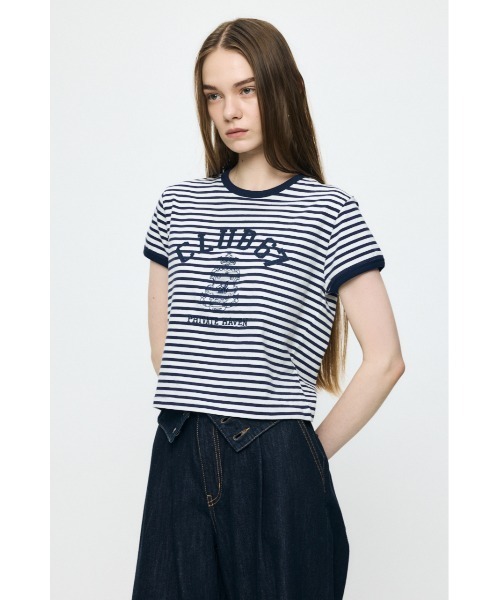 MOUSSY(マウジー)の「CLUB 67 RINGER Tシャツ(Tシャツ/カットソー・レディース・ライトブルー/ネイビー/レッド/ホワイト系その他・FREE)」の9枚目の写真