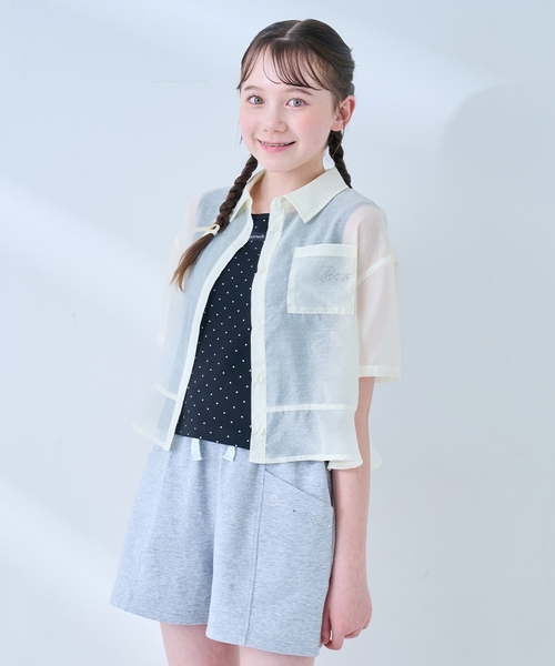mezzo piano Junior(メゾピアノジュニア)の「シアーシャツ&タンクトップセット(シャツ/ブラウス・キッズ・サックスブルー/レモンイエロー・L:160cm/S:140cm/M:150cm)」の1枚目の写真