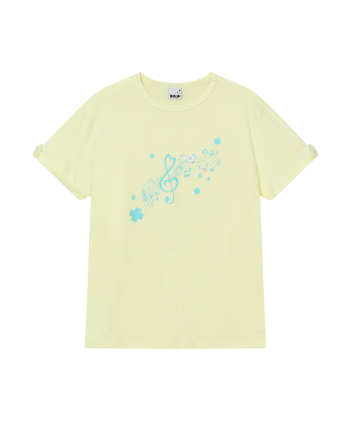 BAUF（バウフ）の「ロールアップメロディオーバーサイズTシャツ[レモン]（Tシャツ/カットソー・レディース・その他・FREE）」の2枚目の写真
