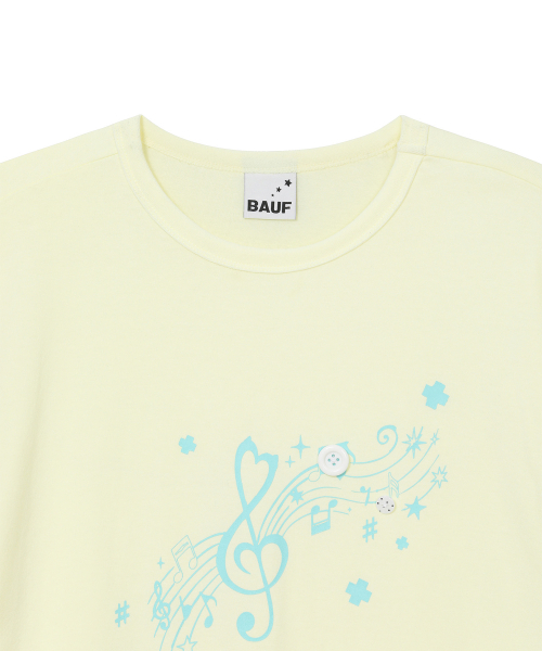 BAUF（バウフ）の「ロールアップメロディオーバーサイズTシャツ[レモン]（Tシャツ/カットソー・レディース・その他・FREE）」の4枚目の写真