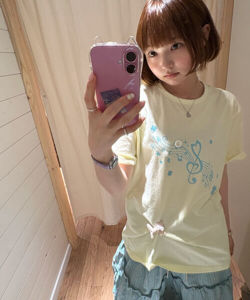 BAUF（バウフ）の「ロールアップメロディオーバーサイズTシャツ[レモン]（Tシャツ/カットソー・レディース・その他・FREE）」の9枚目の写真