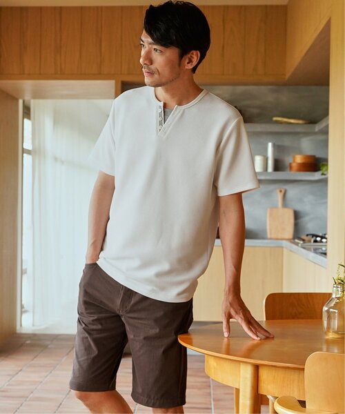 ikka(イッカ)の「【お得だ値】冷感フェイクヘンリーネックTシャツ(Tシャツ/カットソー・メンズ・ネイビー/サックスブルー/ダークグリーン/ブラック/ホワイト・L/S/XL/M)」の9枚目の写真