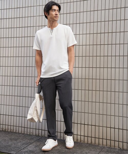 ikka(イッカ)の「【お得だ値】冷感フェイクヘンリーネックTシャツ(Tシャツ/カットソー・メンズ・ネイビー/サックスブルー/ダークグリーン/ブラック/ホワイト・L/S/XL/M)」の14枚目の写真
