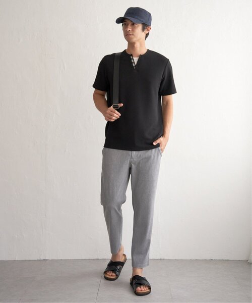 ikka(イッカ)の「【お得だ値】冷感フェイクヘンリーネックTシャツ(Tシャツ/カットソー・メンズ・ネイビー/サックスブルー/ダークグリーン/ブラック/ホワイト・L/S/XL/M)」の19枚目の写真