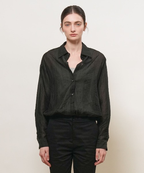GENERAL IDEA(ジェネラルアイデア)の「【GENERAL IDEA】シアーレイヤードブルゾンシャツ / SHEER LAYERED BLOUSON SHIRT(シャツ/ブラウス・レディース・クリーム/ブラウン/ブラック・S/L/M)」の5枚目の写真