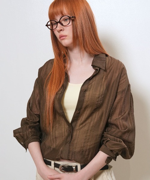 GENERAL IDEA(ジェネラルアイデア)の「【GENERAL IDEA】シアーレイヤードブルゾンシャツ / SHEER LAYERED BLOUSON SHIRT(シャツ/ブラウス・レディース・クリーム/ブラウン/ブラック・S/L/M)」の11枚目の写真
