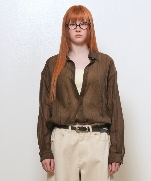 GENERAL IDEA(ジェネラルアイデア)の「【GENERAL IDEA】シアーレイヤードブルゾンシャツ / SHEER LAYERED BLOUSON SHIRT(シャツ/ブラウス・レディース・クリーム/ブラウン/ブラック・S/L/M)」の12枚目の写真