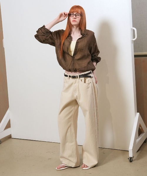GENERAL IDEA(ジェネラルアイデア)の「【GENERAL IDEA】シアーレイヤードブルゾンシャツ / SHEER LAYERED BLOUSON SHIRT(シャツ/ブラウス・レディース・クリーム/ブラウン/ブラック・S/L/M)」の14枚目の写真