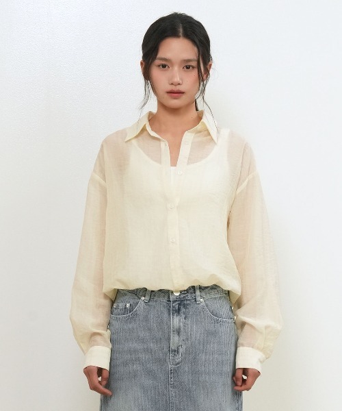 GENERAL IDEA(ジェネラルアイデア)の「【GENERAL IDEA】シアーレイヤードブルゾンシャツ / SHEER LAYERED BLOUSON SHIRT(シャツ/ブラウス・レディース・クリーム/ブラウン/ブラック・S/L/M)」の18枚目の写真