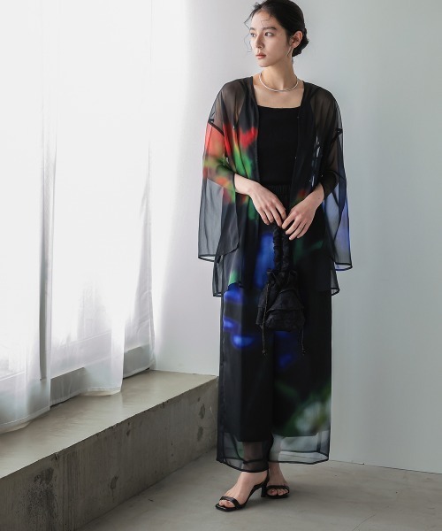 Callarus（カラルス）の「シアープリントデザインパンツ浴衣4点セット（トッパーブラウス＋パンツ＋帯＋ベルト）〔Callarus〕（浴衣・レディース・ブラック系・FREE）」の3枚目の写真