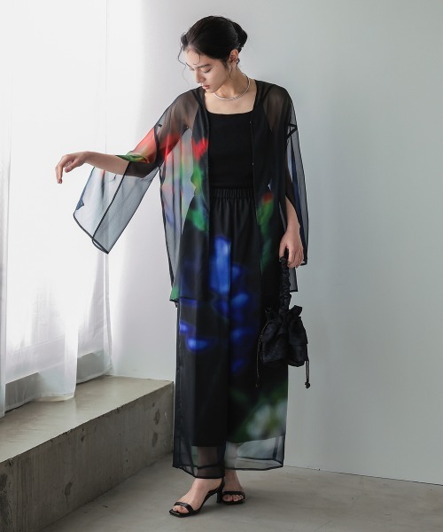 Callarus（カラルス）の「シアープリントデザインパンツ浴衣4点セット（トッパーブラウス＋パンツ＋帯＋ベルト）〔Callarus〕（浴衣・レディース・ブラック系・FREE）」の4枚目の写真