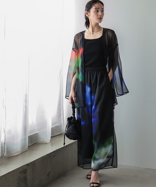 Callarus（カラルス）の「シアープリントデザインパンツ浴衣4点セット（トッパーブラウス＋パンツ＋帯＋ベルト）〔Callarus〕（浴衣・レディース・ブラック系・FREE）」の5枚目の写真