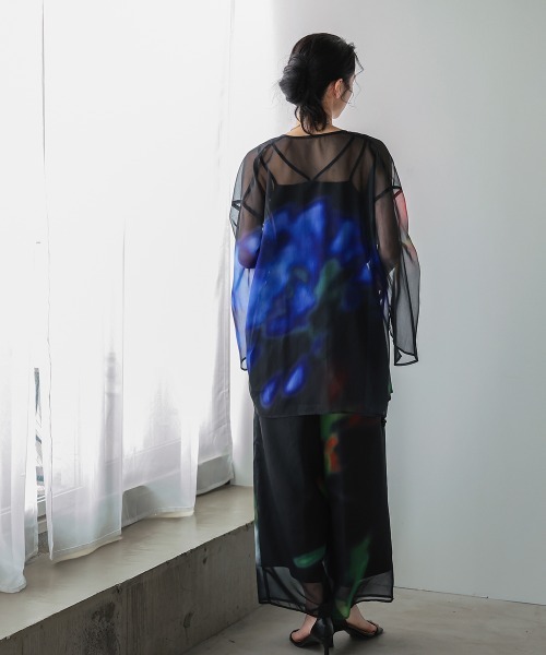 Callarus（カラルス）の「シアープリントデザインパンツ浴衣4点セット（トッパーブラウス＋パンツ＋帯＋ベルト）〔Callarus〕（浴衣・レディース・ブラック系・FREE）」の8枚目の写真