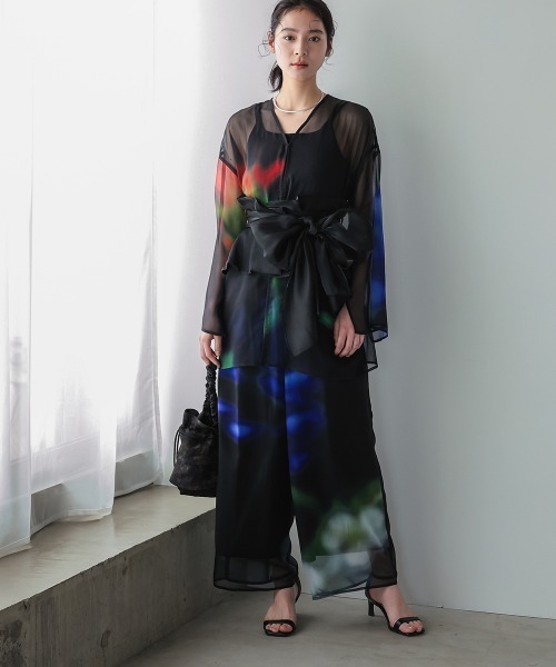 Callarus（カラルス）の「シアープリントデザインパンツ浴衣4点セット（トッパーブラウス＋パンツ＋帯＋ベルト）〔Callarus〕（浴衣・レディース・ブラック系・FREE）」の14枚目の写真