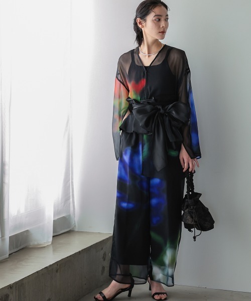 Callarus（カラルス）の「シアープリントデザインパンツ浴衣4点セット（トッパーブラウス＋パンツ＋帯＋ベルト）〔Callarus〕（浴衣・レディース・ブラック系・FREE）」の16枚目の写真