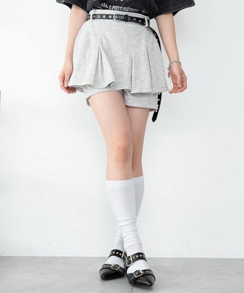 WEGO(ウィゴー)の「WEGO/【26年春夏新作】ラメプリーツレイヤードスカパン(スカート・レディース・ブラック/杢グレー・FREE)」の8枚目の写真