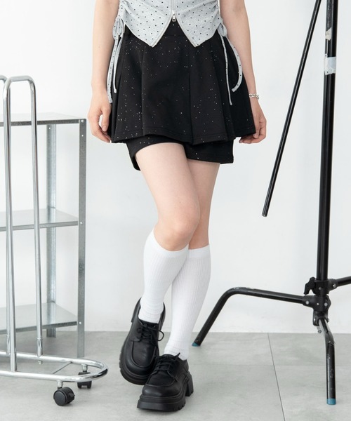 WEGO(ウィゴー)の「WEGO/【26年春夏新作】ラメプリーツレイヤードスカパン(スカート・レディース・ブラック/杢グレー・FREE)」の22枚目の写真