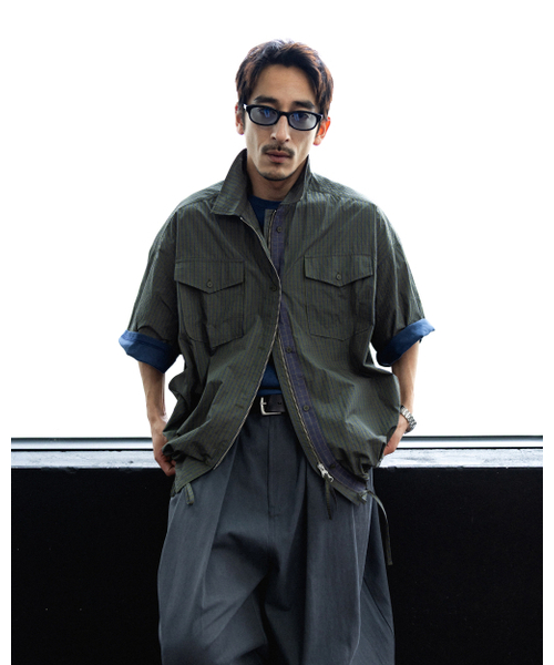 ANGLAN(アングラン)の「Check Zip-Up Half Shirt - Green(シャツ/ブラウス・メンズ・その他・1/2)」の7枚目の写真