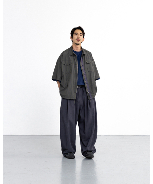 ANGLAN(アングラン)の「Check Zip-Up Half Shirt - Green(シャツ/ブラウス・メンズ・その他・1/2)」の4枚目の写真