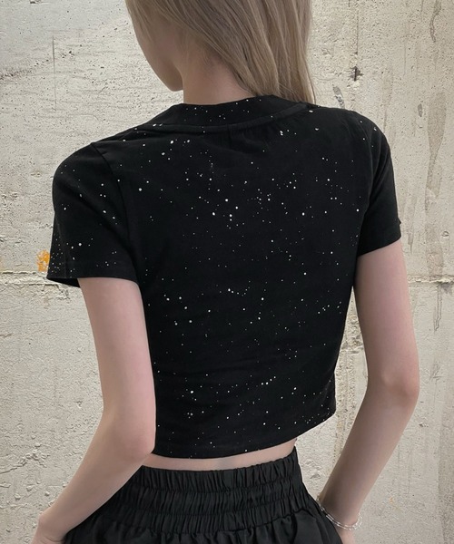 KsG(ケーエスジー)の「kirakiraレタリングクロップドTシャツ(Tシャツ/カットソー・レディース・ブラック・MEDIUM/SMALL)」の5枚目の写真