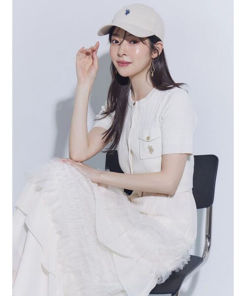 MERCURYDUO（マーキュリーデュオ）の「U.S. POLO ASSN.別注ケーブルカーディガン（カーディガン/ボレロ・レディース・オフホワイト/ピンク/ネイビー・FREE）」の7枚目の写真