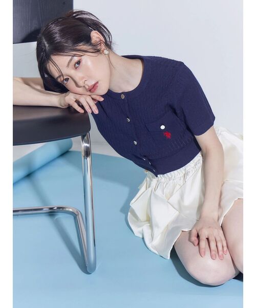 MERCURYDUO（マーキュリーデュオ）の「U.S. POLO ASSN.別注ケーブルカーディガン（カーディガン/ボレロ・レディース・オフホワイト/ピンク/ネイビー・FREE）」の15枚目の写真