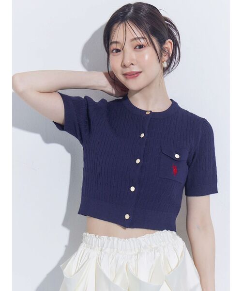 MERCURYDUO（マーキュリーデュオ）の「U.S. POLO ASSN.別注ケーブルカーディガン（カーディガン/ボレロ・レディース・オフホワイト/ピンク/ネイビー・FREE）」の17枚目の写真