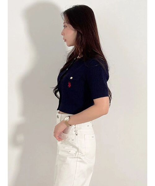 MERCURYDUO(マーキュリーデュオ)の「U.S. POLO ASSN.別注ケーブルカーディガン(カーディガン/ボレロ・レディース・オフホワイト/ピンク/ネイビー・FREE)」の11枚目の写真