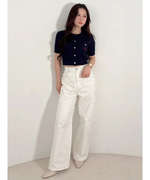 MERCURYDUO(マーキュリーデュオ)の「U.S. POLO ASSN.別注ケーブルカーディガン(カーディガン/ボレロ・レディース・オフホワイト/ピンク/ネイビー・FREE)」の12枚目の写真