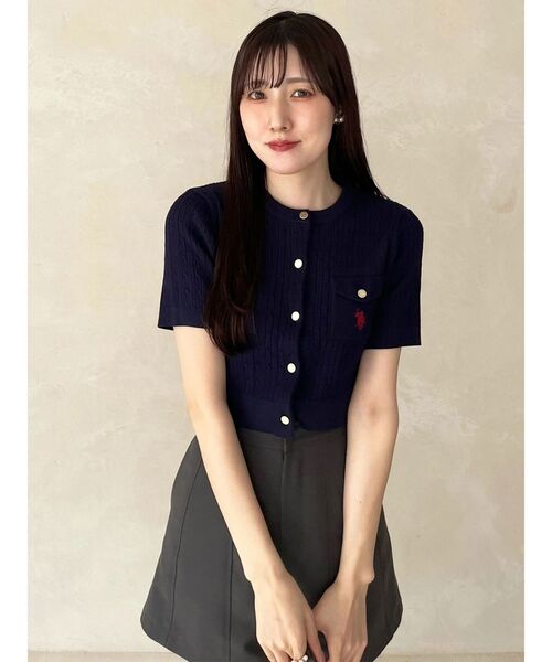 MERCURYDUO(マーキュリーデュオ)の「U.S. POLO ASSN.別注ケーブルカーディガン(カーディガン/ボレロ・レディース・オフホワイト/ピンク/ネイビー・FREE)」の14枚目の写真