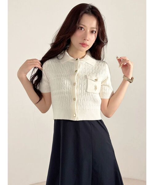 MERCURYDUO(マーキュリーデュオ)の「U.S. POLO ASSN.別注ケーブルカーディガン(カーディガン/ボレロ・レディース・オフホワイト/ピンク/ネイビー・FREE)」の21枚目の写真