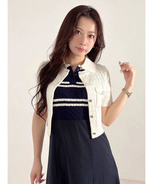 MERCURYDUO(マーキュリーデュオ)の「U.S. POLO ASSN.別注ケーブルカーディガン(カーディガン/ボレロ・レディース・オフホワイト/ピンク/ネイビー・FREE)」の22枚目の写真