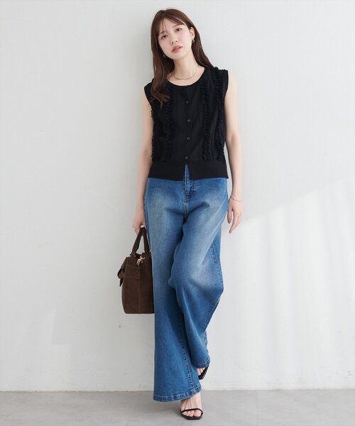natural couture（ナチュラルクチュール）の「レースデザインノースリニットTOPS（ニット/セーター・レディース・オフホワイト/ブラウン/ブラック・FREE）」の12枚目の写真
