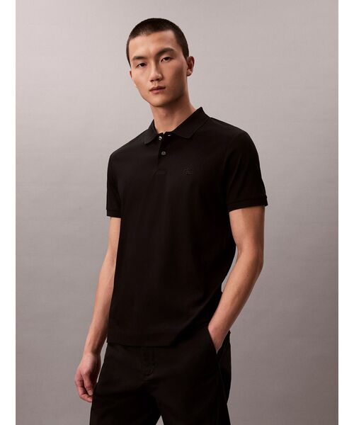 Calvin Klein(カルバン・クライン)の「ポロシャツ - ショートスリーブクラシックポロシャツ(Tシャツ/カットソー・メンズ・ブラック/オリーブ・XL/S/L/M)」の3枚目の写真