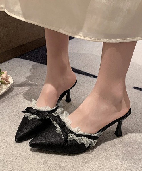 Miniministore(ミニミニストア)の「ドット柄ミュールパンプスポインテッドトゥ(パンプス・レディース・ブラック/ホワイト・23.5cm/23.0cm/22.5cm/24.5cm/24.0cm)」の10枚目の写真
