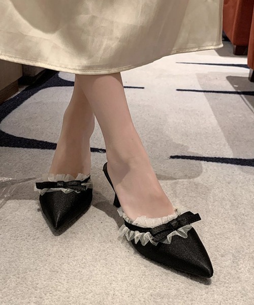 Miniministore(ミニミニストア)の「ドット柄ミュールパンプスポインテッドトゥ(パンプス・レディース・ブラック/ホワイト・23.5cm/23.0cm/22.5cm/24.5cm/24.0cm)」の11枚目の写真