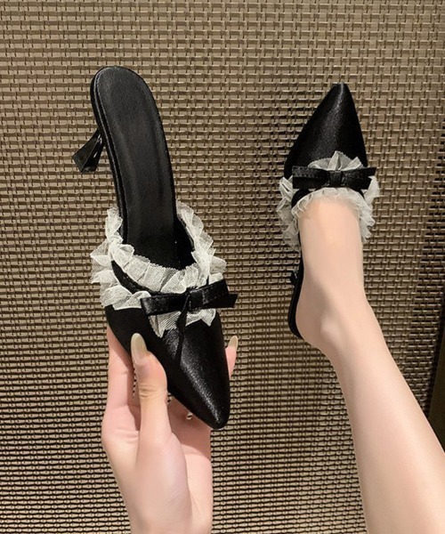 Miniministore(ミニミニストア)の「ドット柄ミュールパンプスポインテッドトゥ(パンプス・レディース・ブラック/ホワイト・23.5cm/23.0cm/22.5cm/24.5cm/24.0cm)」の19枚目の写真