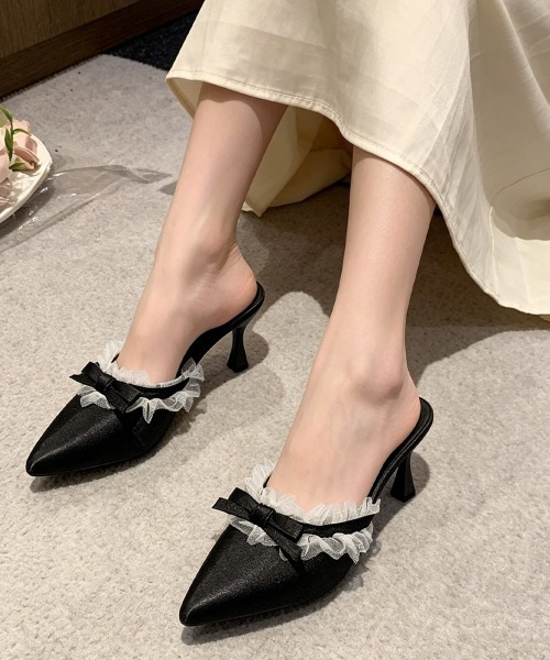 Miniministore(ミニミニストア)の「ドット柄ミュールパンプスポインテッドトゥ(パンプス・レディース・ブラック/ホワイト・23.5cm/23.0cm/22.5cm/24.5cm/24.0cm)」の21枚目の写真