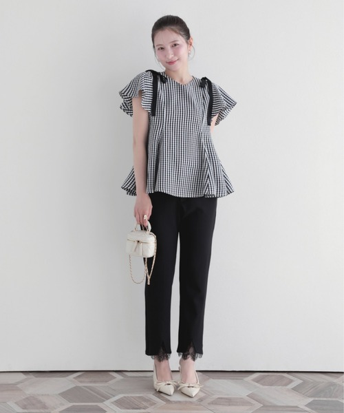 Fit more(フィットモア)の「フロントスリットレーステーパードパンツ(その他パンツ・レディース・ブラック/ピンク/ホワイト・M/PS/S)」の7枚目の写真