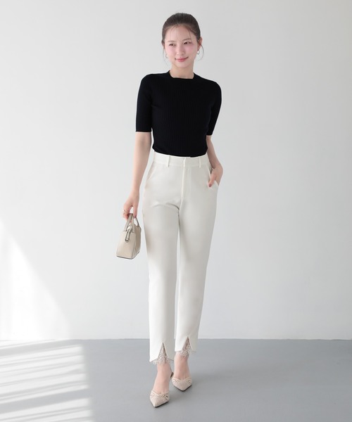 Fit more(フィットモア)の「フロントスリットレーステーパードパンツ(その他パンツ・レディース・ブラック/ピンク/ホワイト・M/PS/S)」の9枚目の写真