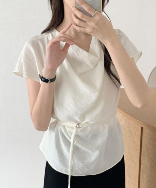 semplice（センプリチェ）の「Ｔシャツ【韓国ファッション】（Tシャツ/カットソー・レディース・アイボリー/ネイビー・F）」の11枚目の写真
